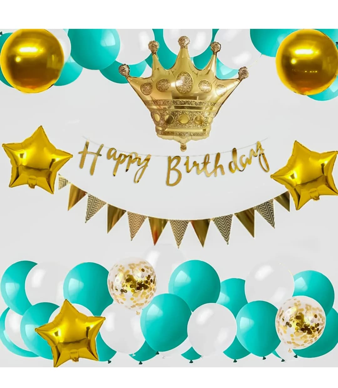 Birthday Decoration Items Kit With Banner, Balloon, Arch And Glue Dot's Combo Pack
