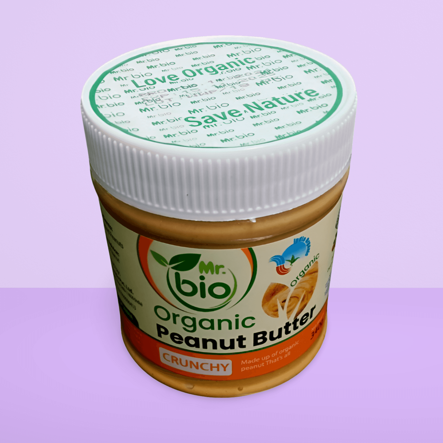 Mr. Bio Organic Peanut Butter Crunchy - 340 gm