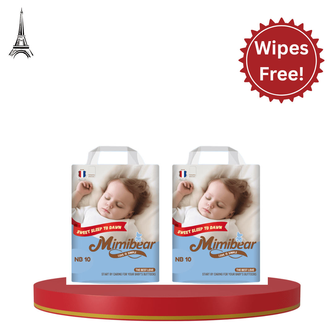 MIMIBEAR New Born (NB) Size 20 Piece Pack Premium Baby Diaper Tape Style With 10 Piece (Wipes - Free)