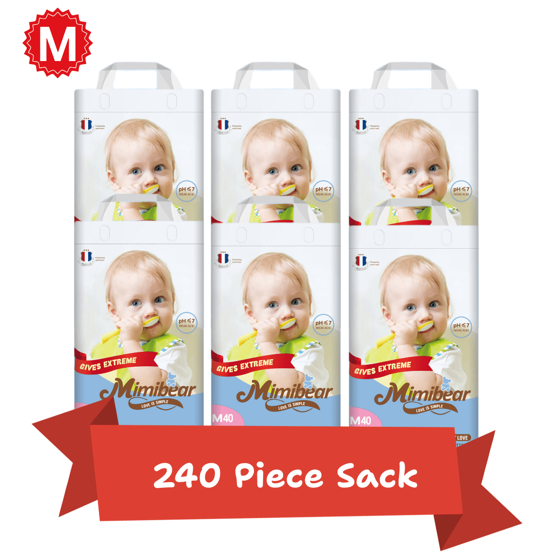 MIMIBEAR Medium Size 240 Piece Sack Pack Premium Baby Diaper Pant Style