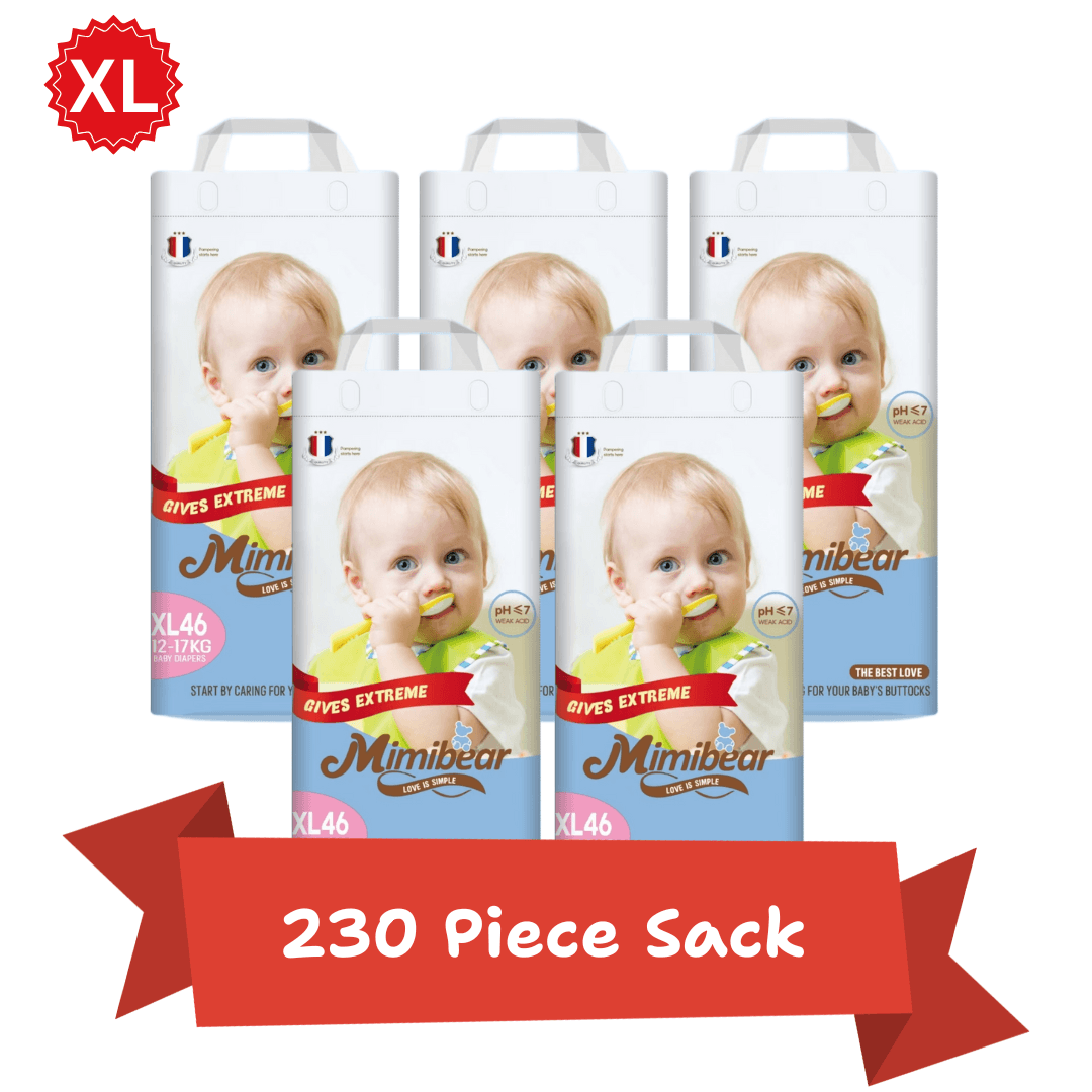 MIMIBEAR XL Size 230 Piece Sack Pack Premium Baby Diaper Pant Style