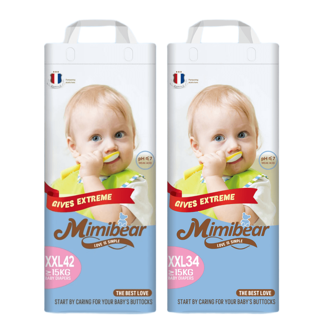 MIMIBEAR XXL Size 42 Piece Jumbo Pack and 34 Piece Family Pack Premium Baby Diaper Pant Style