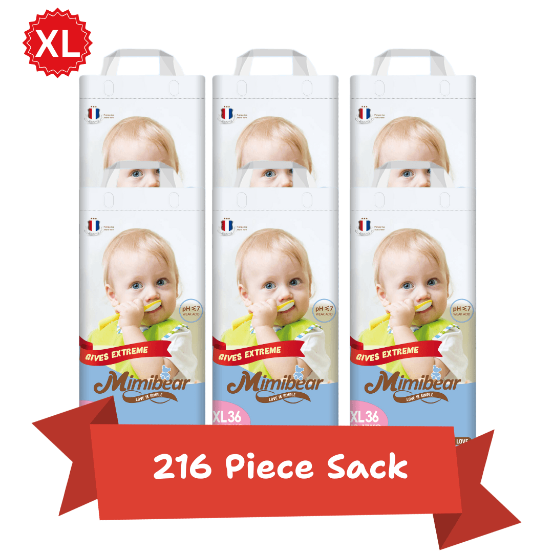 MIMIBEAR XL Size 216 Piece Sack Pack Premium Baby Diaper Pant Style