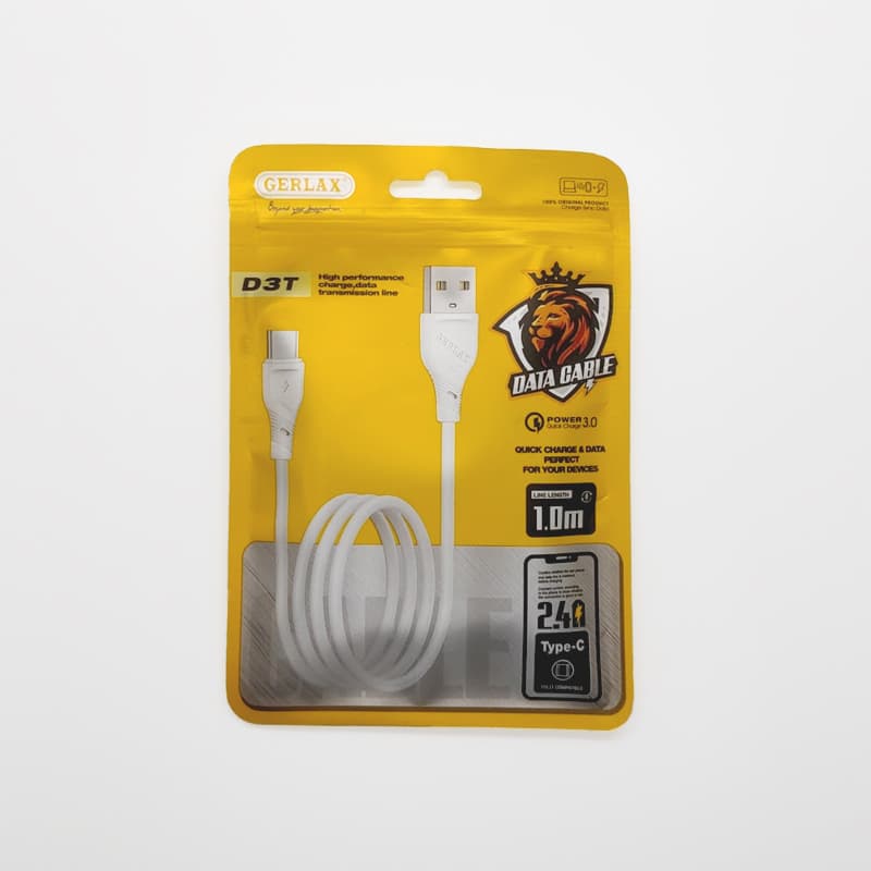 Gerlax D3T Charging Cable 2.4A 1M Type C, 1 Meter, Data Sync USB Charging Cable Cord