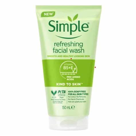 Simple Refreshing Facial Wash 150ml, 100% Soap Free