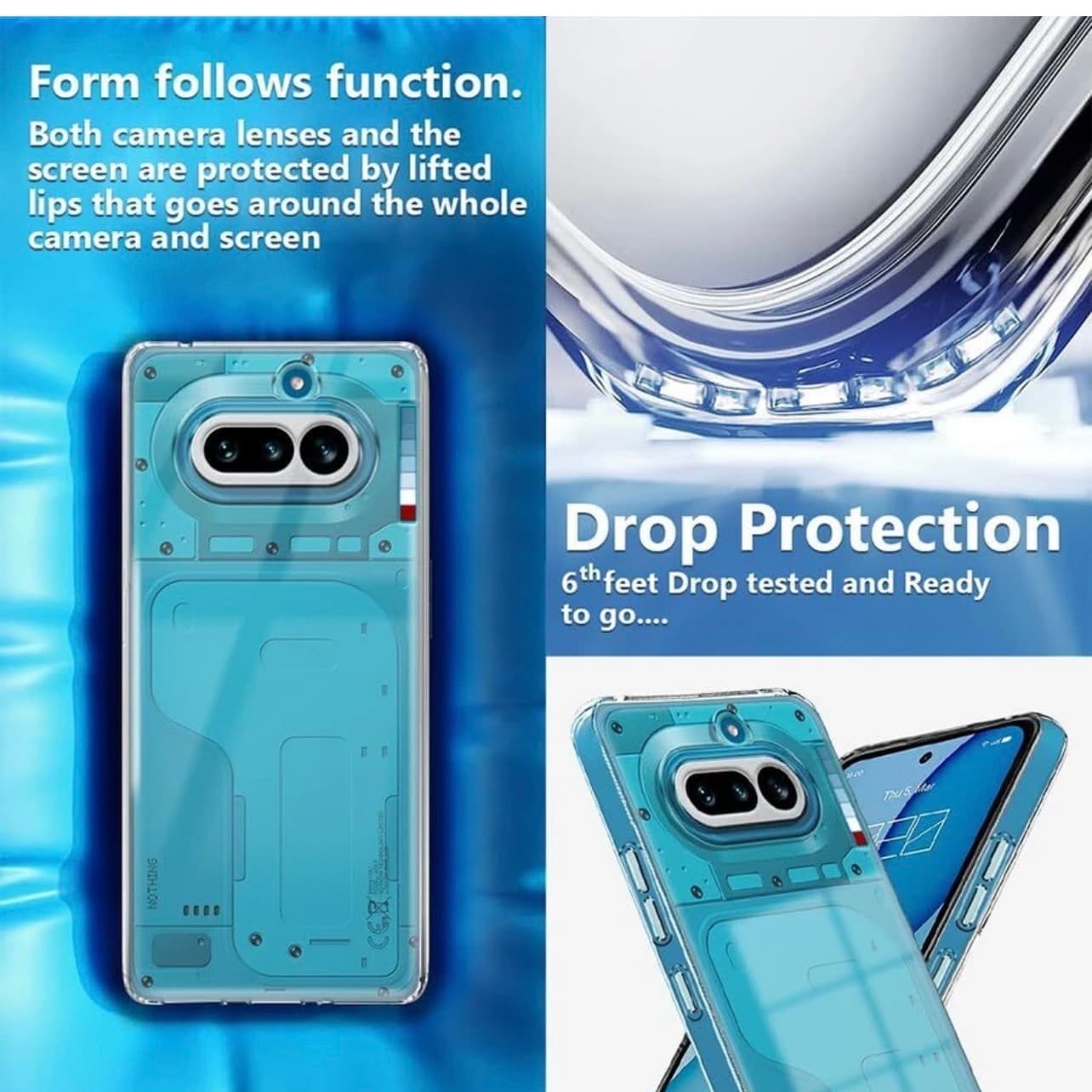 Nothing Phone 4a (5G) Transparent, Shock Proof Design Camera Edges Protection Crystal Clear, Silicon Soft TPU and Flexible Bumper Phone Cover