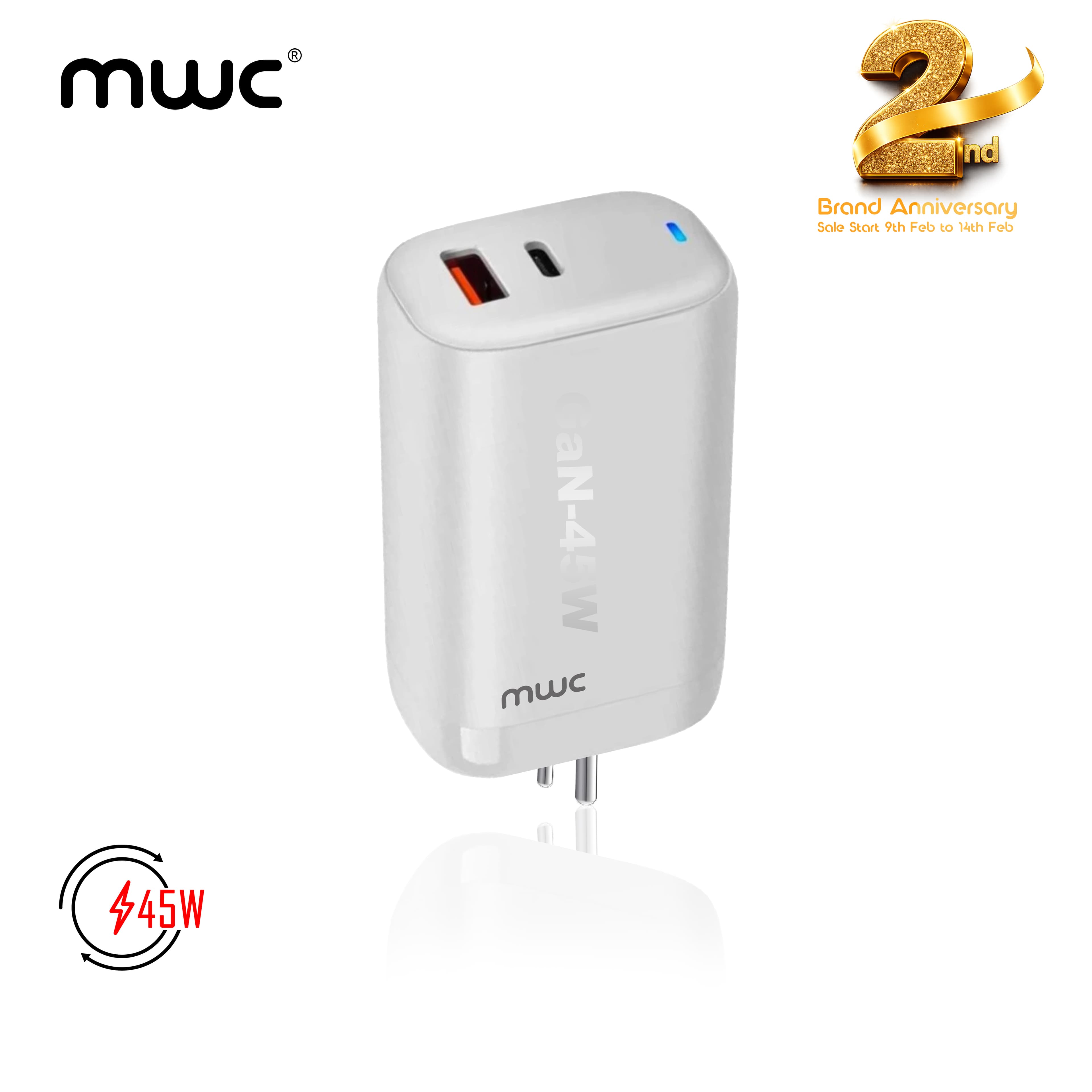 MWC MUCA45W 45W Dual Port GaN Charger