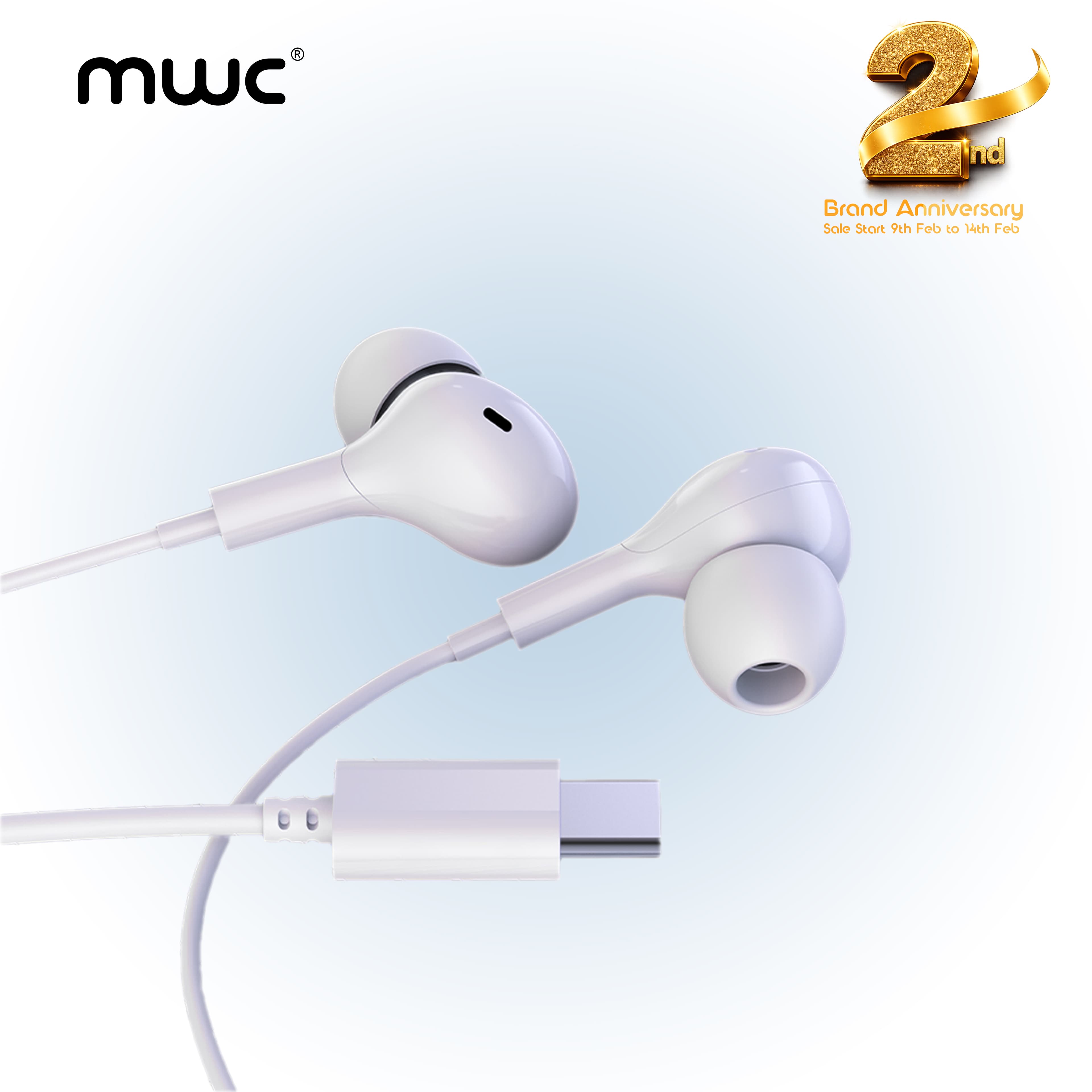MWC MWE70 Type-C Wired Earphones With Hi-Fi Audio