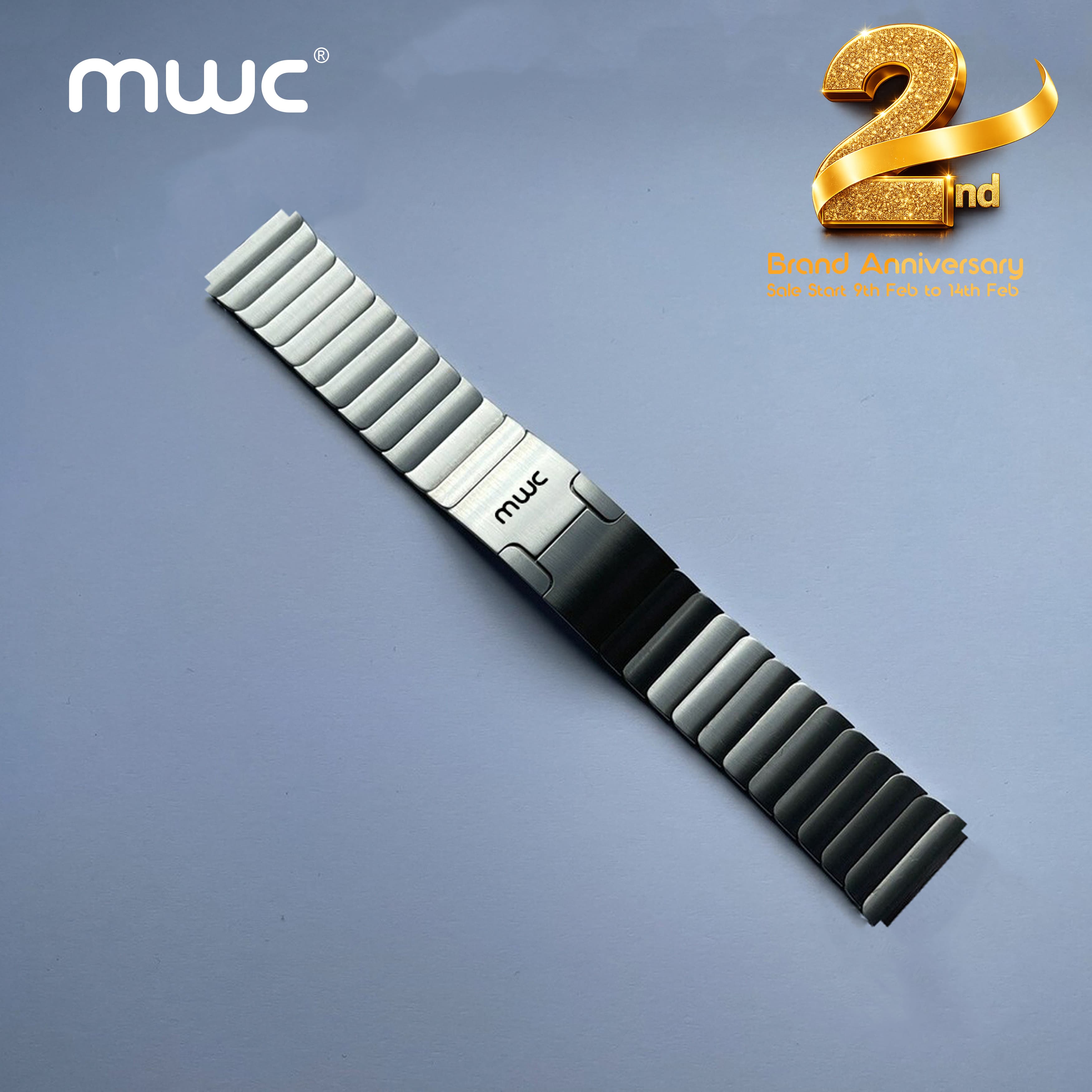 MWC Porsche Design 304 Stainless Steel Strap | 100% Ultra-Premium Quality | Luxury 22mm Strap | Colourfastness - Black