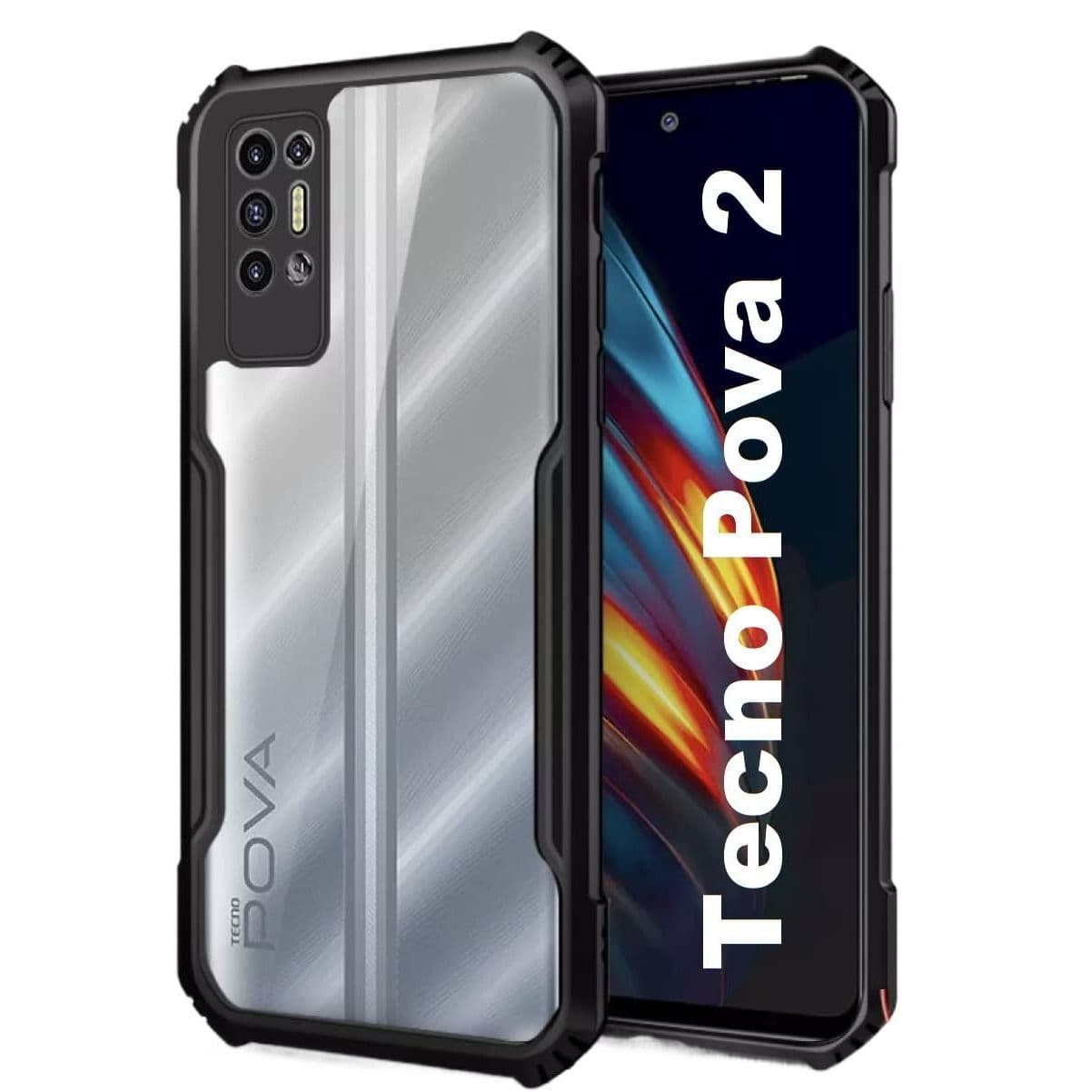 Techno Pova 2 Border Cover With Back Transparent - Black (Other)