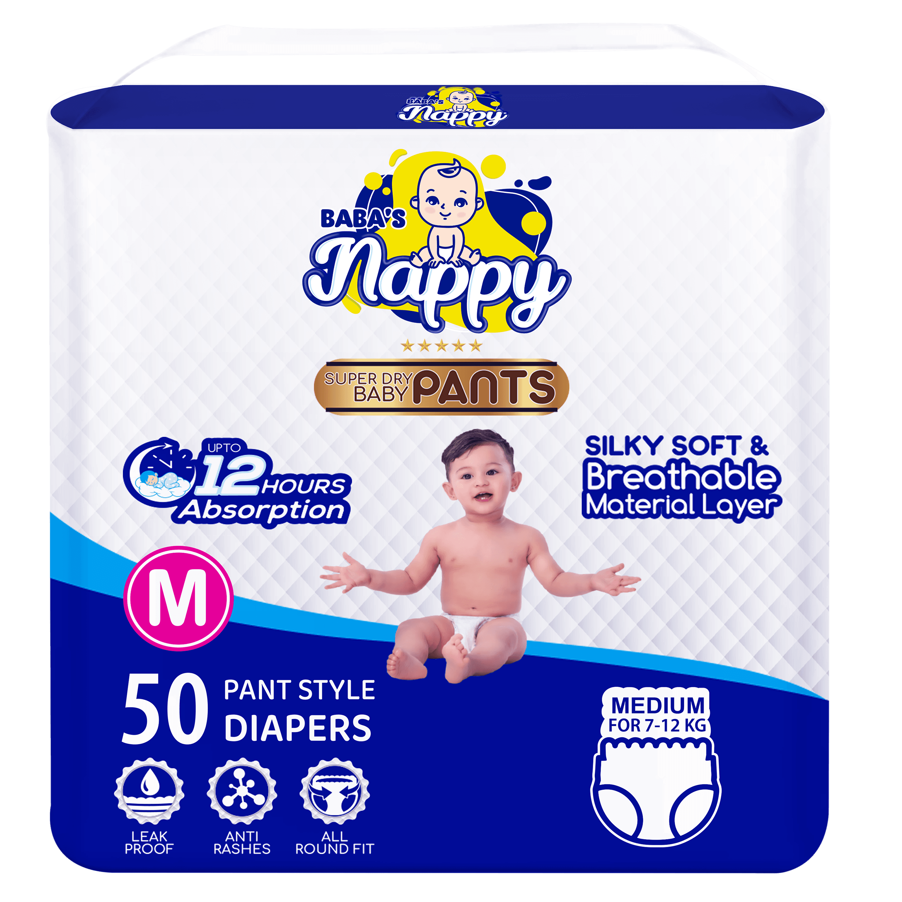 Baba's Nappy Baby Pull Up Diaper - Medium - 50Pcs