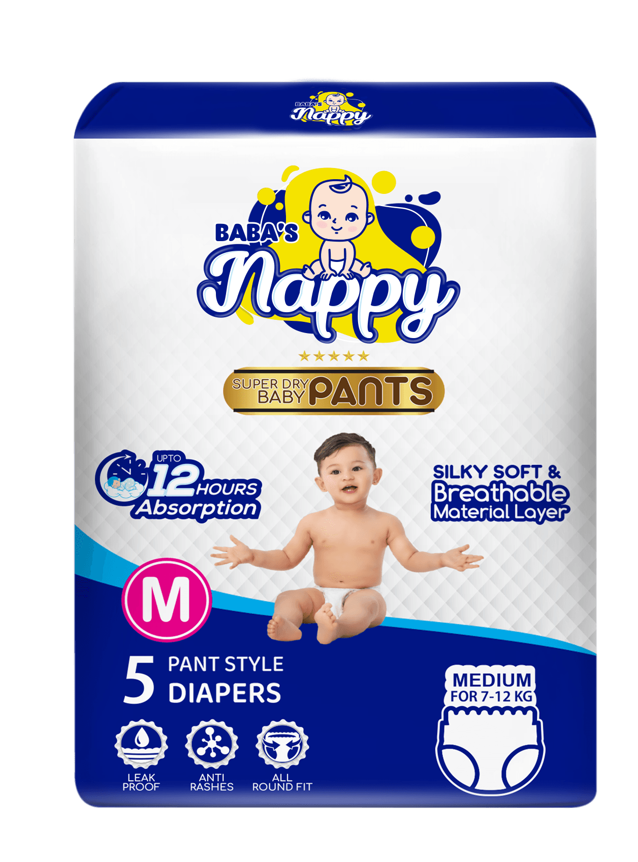 Baba's Nappy Pull Up Diaper Small Pack - Medium - 5 Pcs