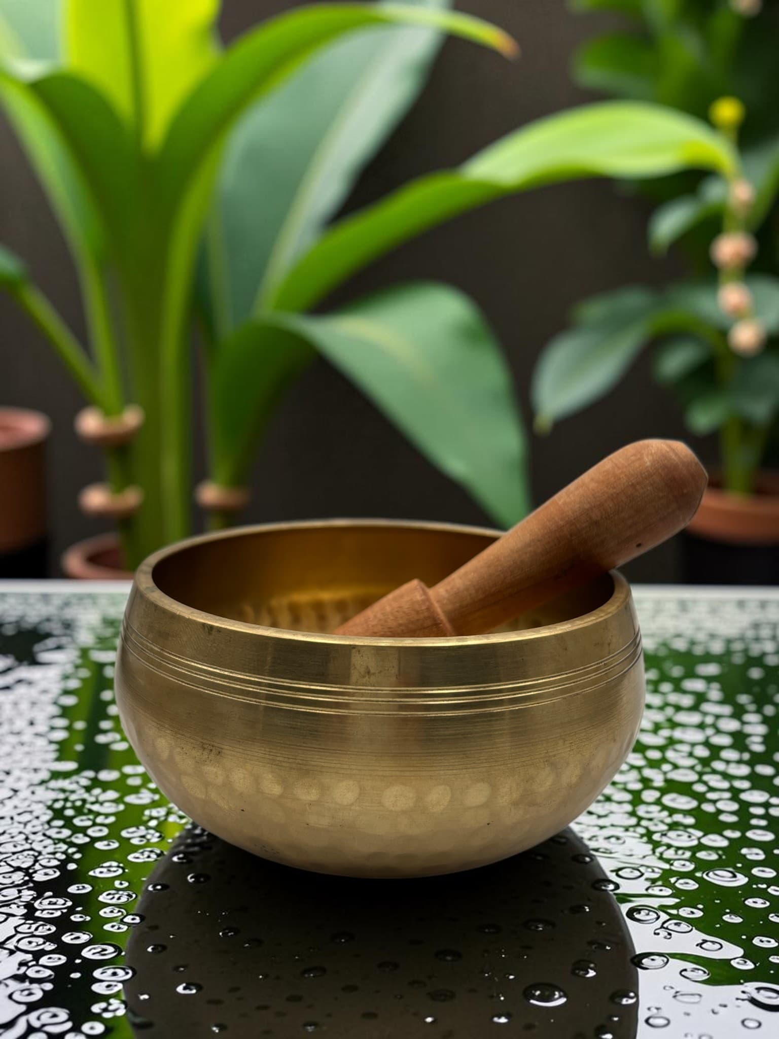 10.5 cm Tibetan Singing Bowl with Wooden Mallet | Meditation, Yoga & Sound Healing Bowl