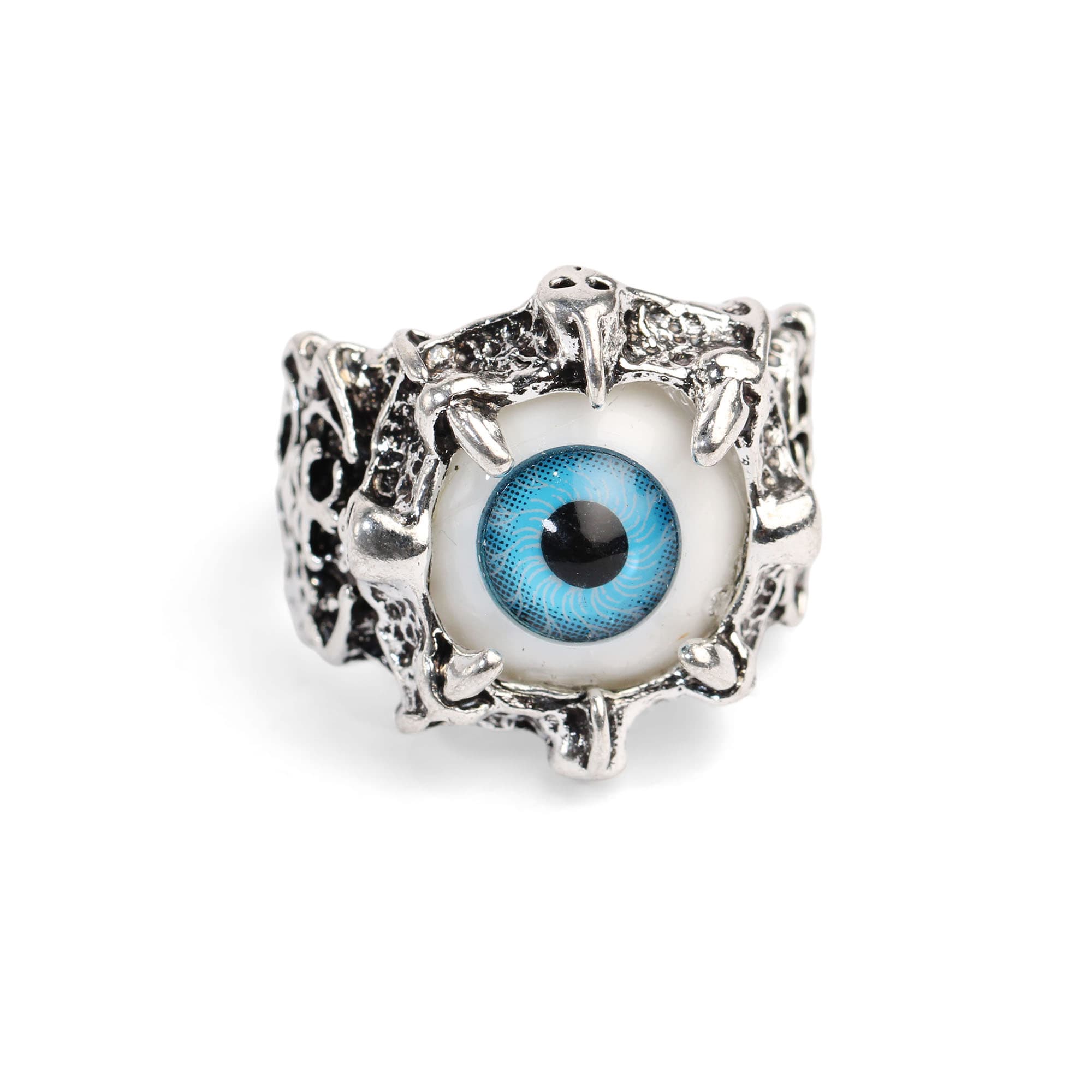 Oxidized Silver Color Evil Eye Chunky Stainless Steel Ring For Men - Size "10"