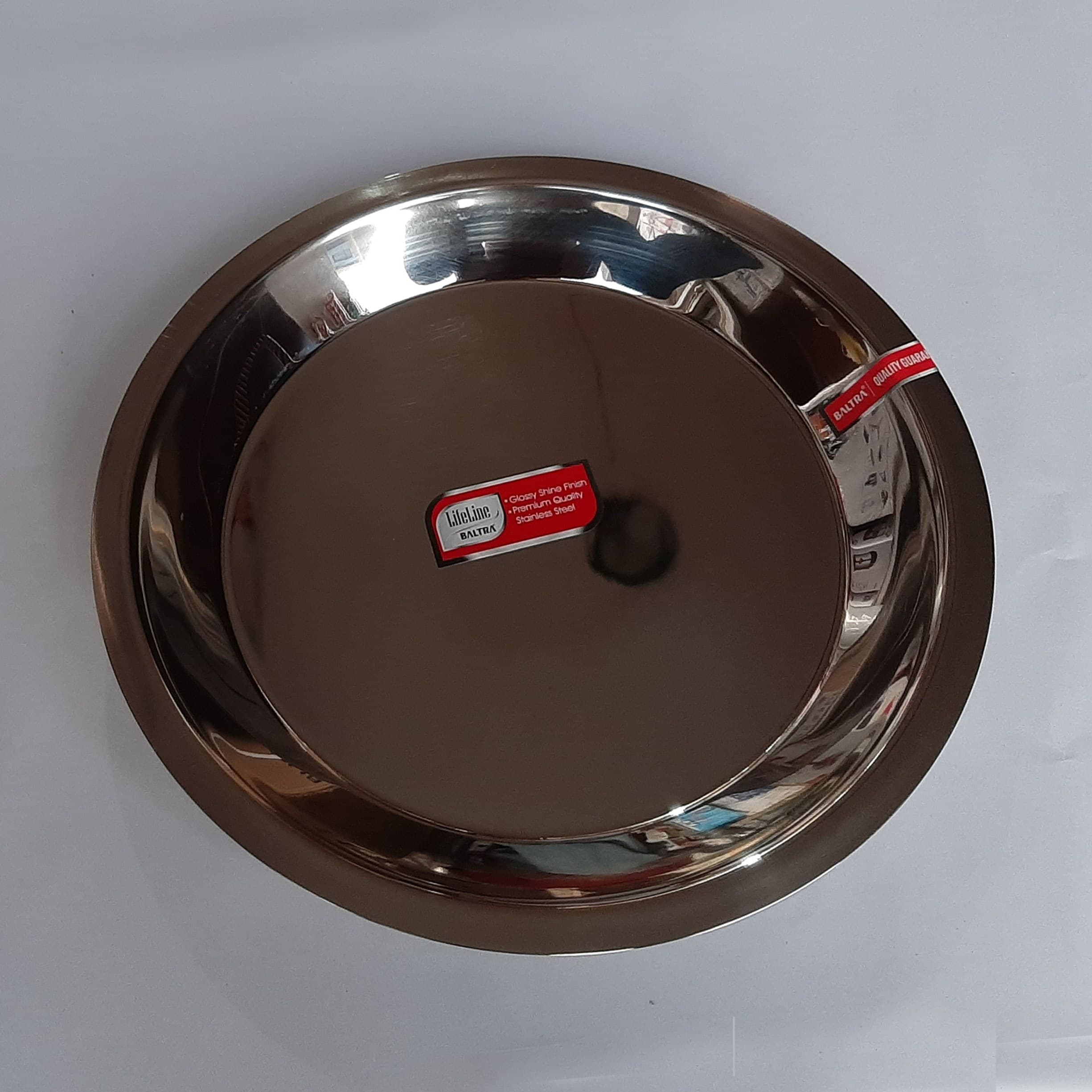 Baltraa Lifeline Stainless Steel Thal Plate Ivory 12 Inch - 370gm