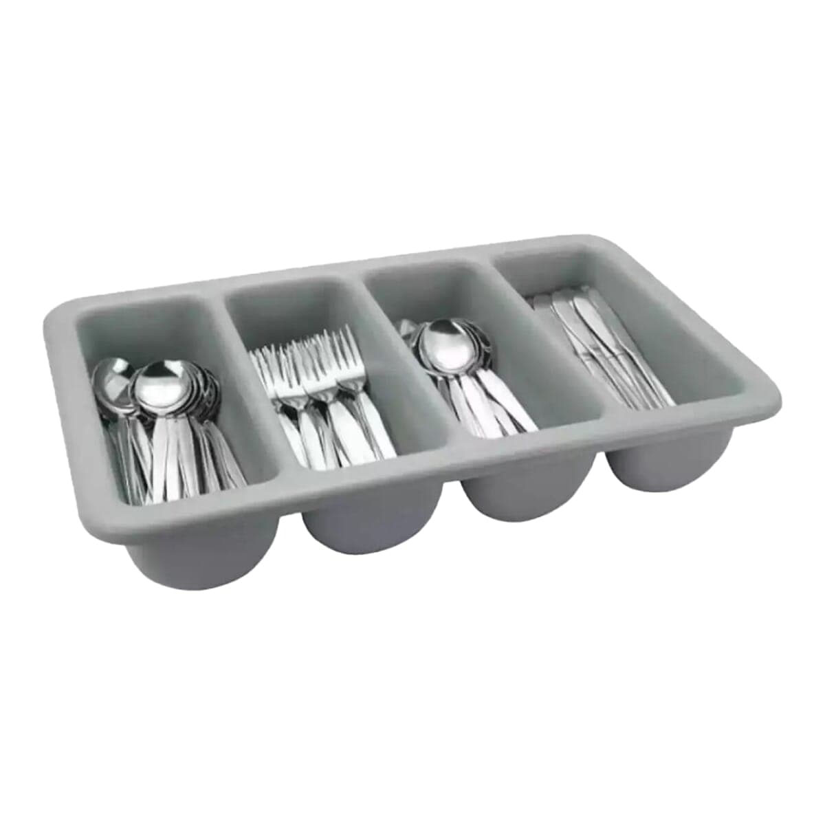 Cutlery Tray With Spoon And Fork Compartments - Grey