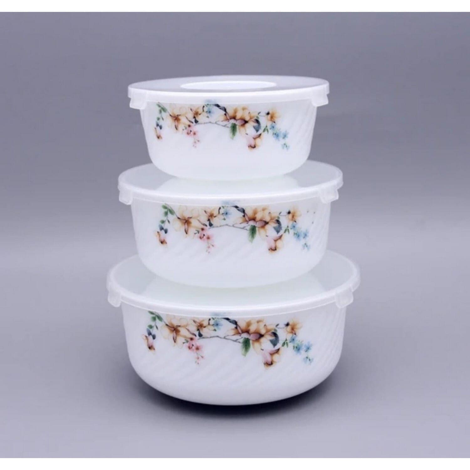 Microwave Safe Ceramic Heat Resistant Bowl Set Of 3 - White