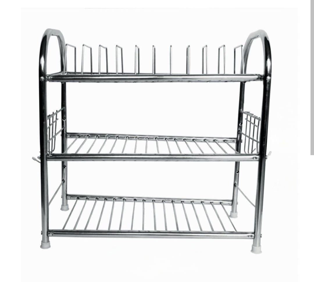 Steel Kitchen Dish Rack Medium 18×18 Inches - Silver
