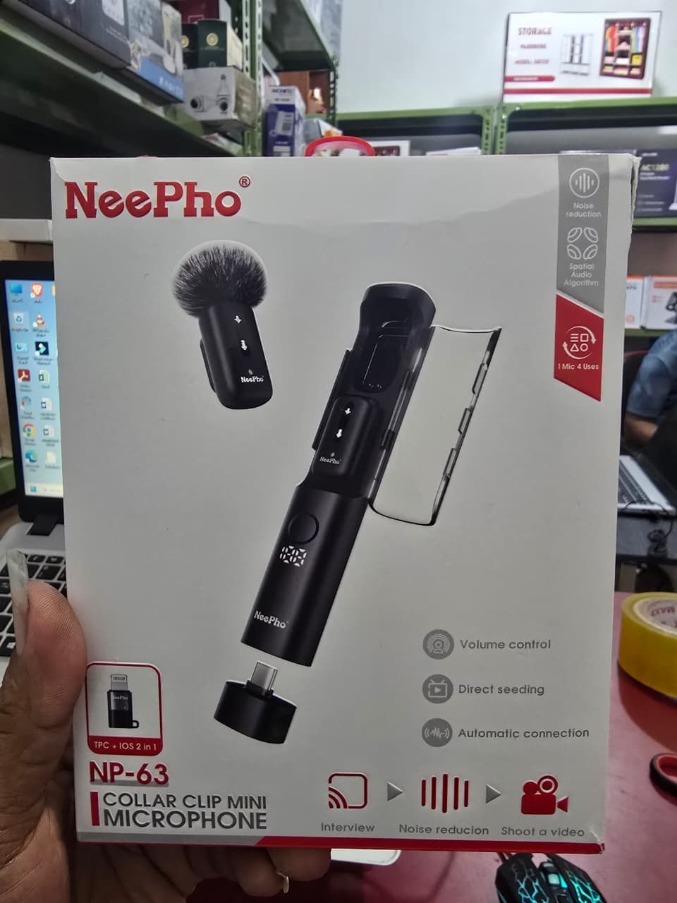 NeePho NP63 Wireless Lavalier Microphone - Black