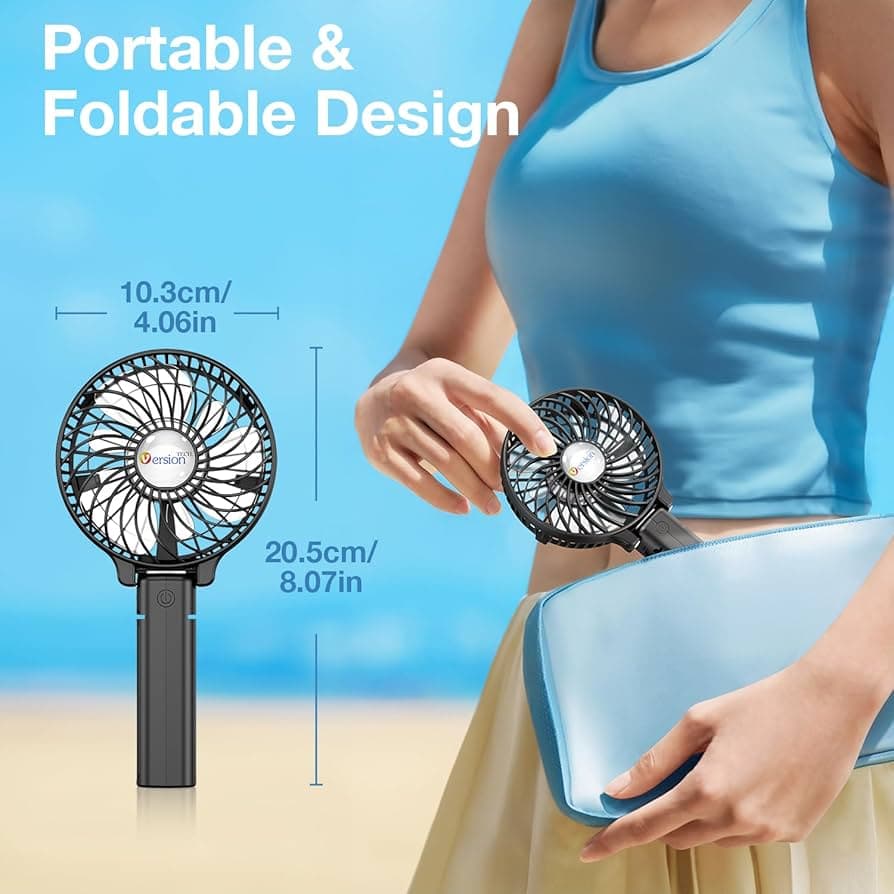 Portable Mini Hand Fan – Green, For Travel & Home - Multicolor