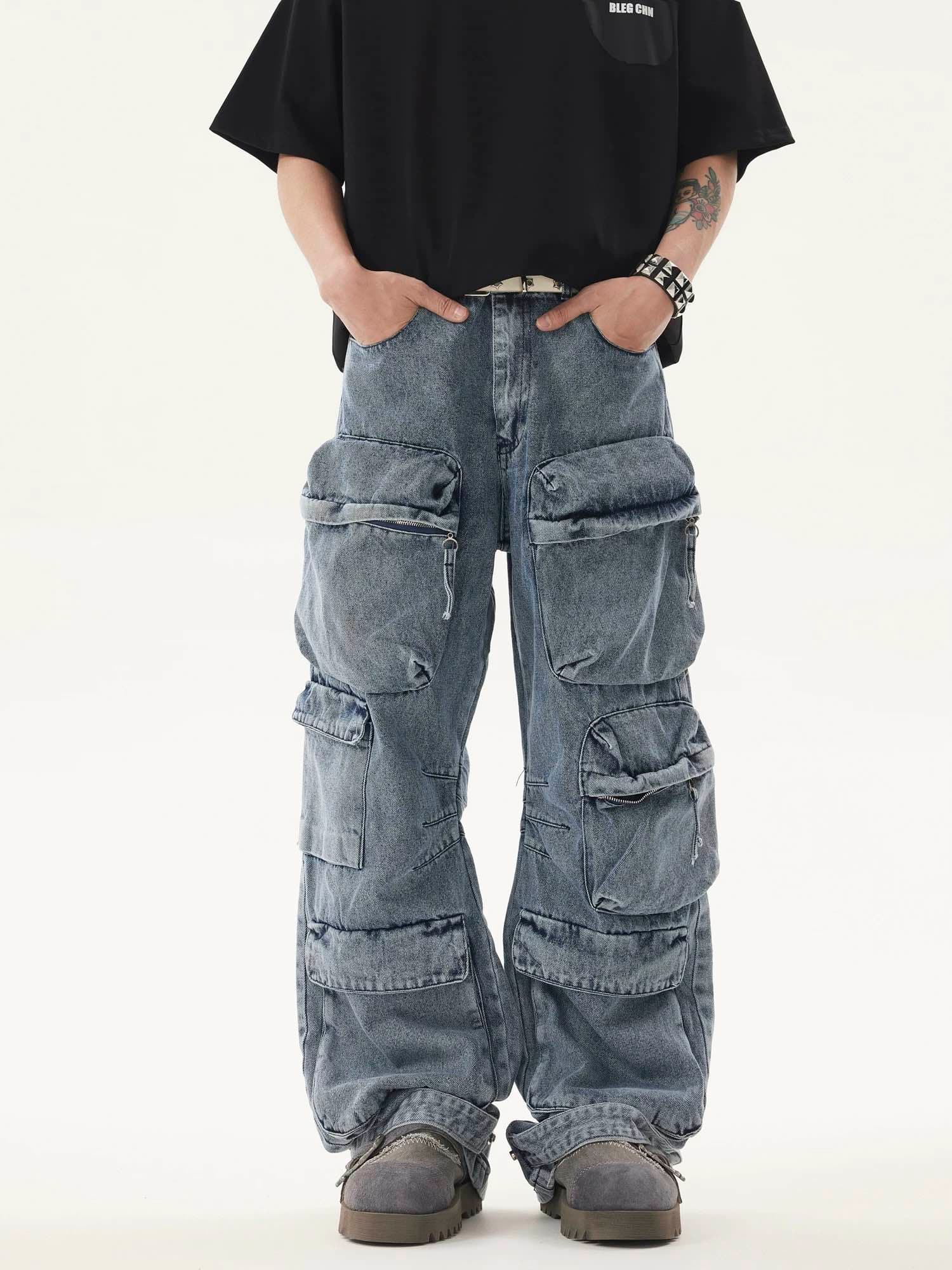 Men's Multi-Pocket Denim Pants
