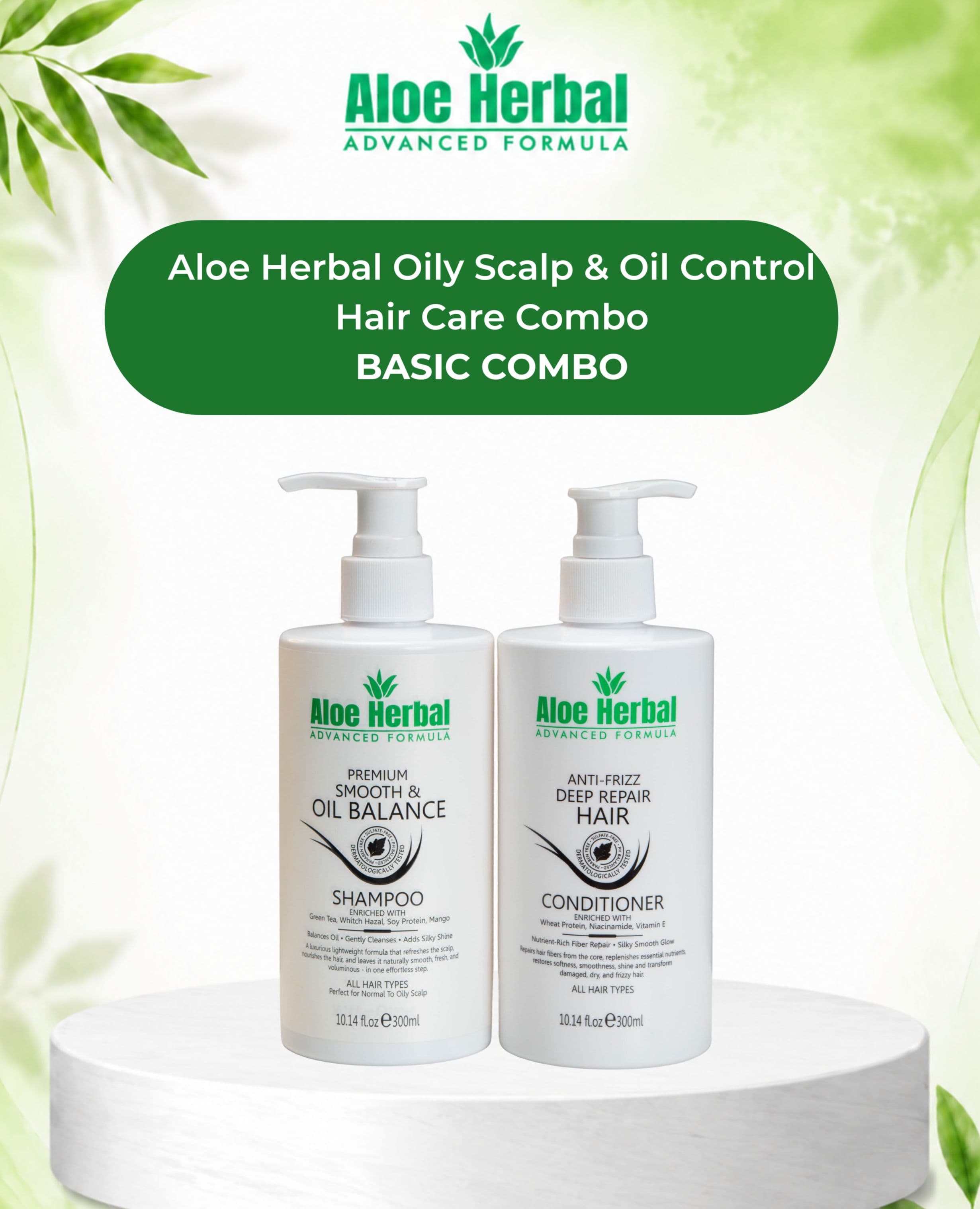 Aloe Herbal Oily Scalp & Oil Control Hair Care Combo - Basic Combo (300ml Each)
