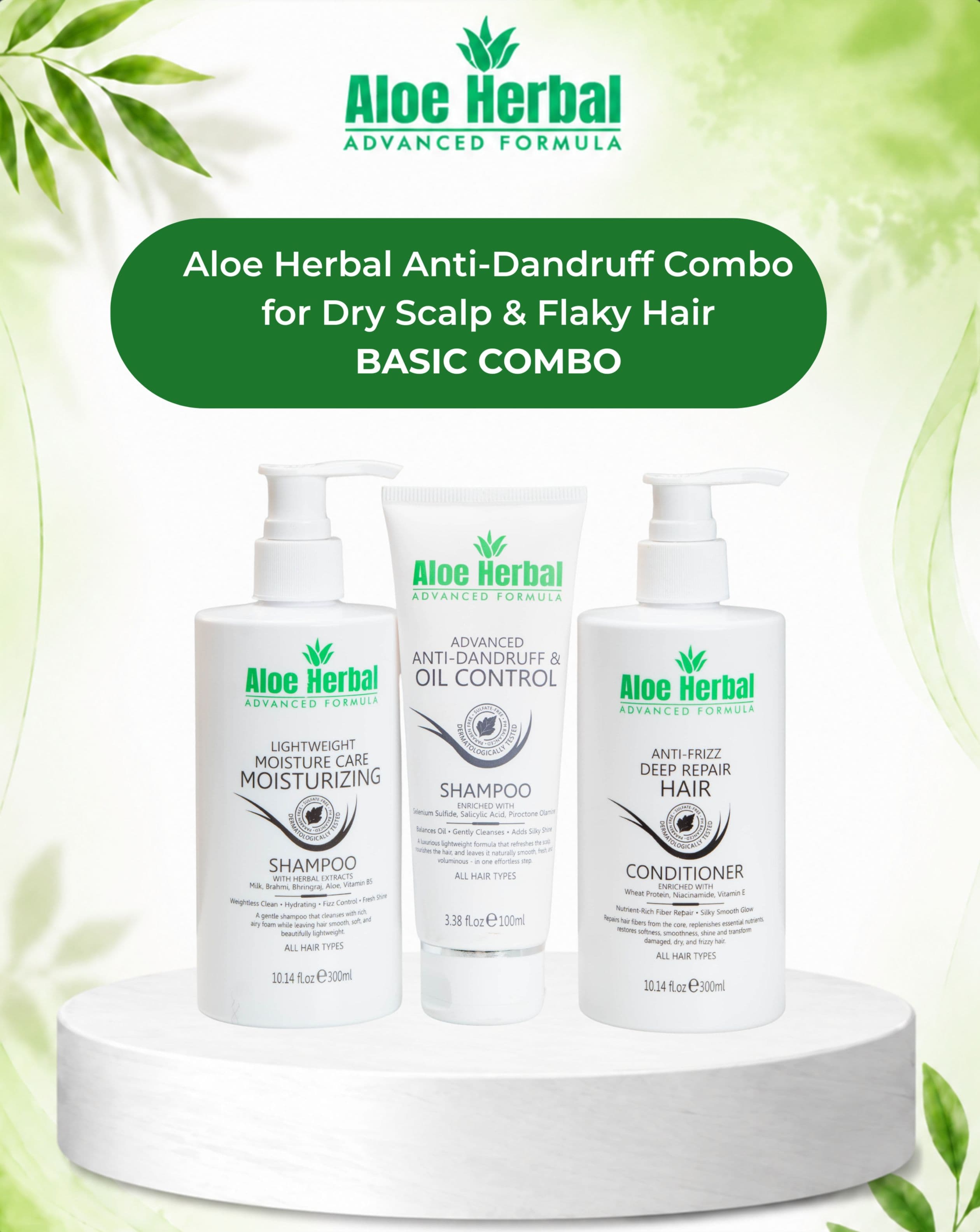 Aloe Herbal Anti-Dandruff Combo for Dry Scalp & Flaky Hair - Basic Combo