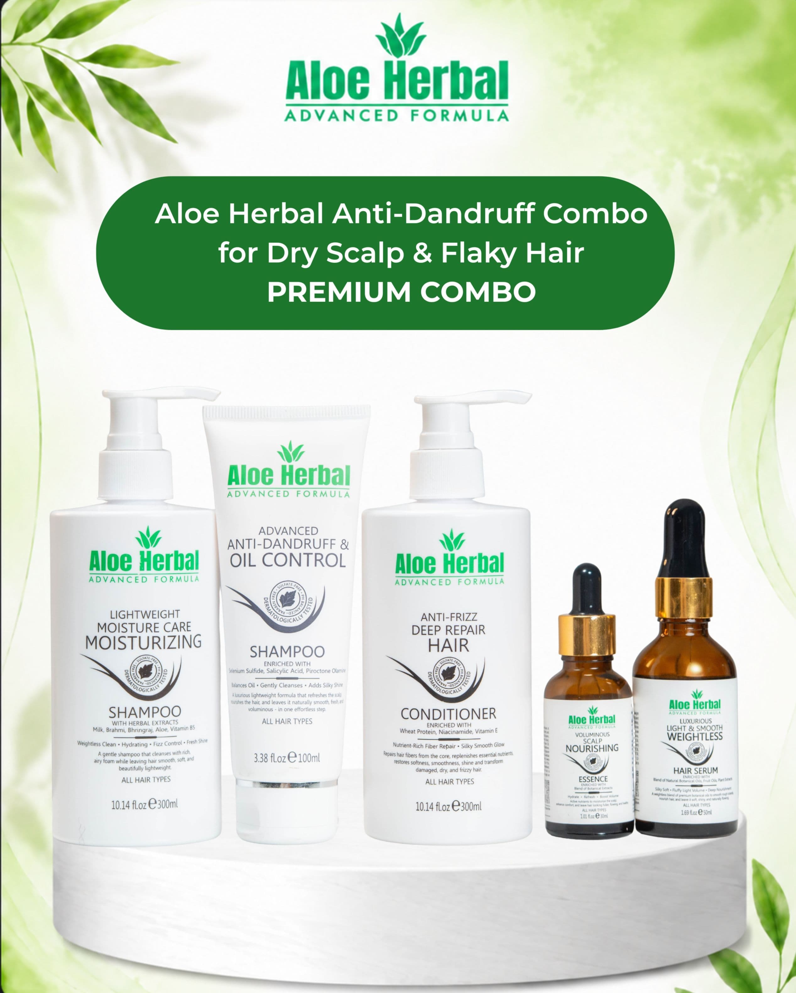 Aloe Herbal Anti-Dandruff Combo for Dry Scalp & Flaky Hair - Premium Combo