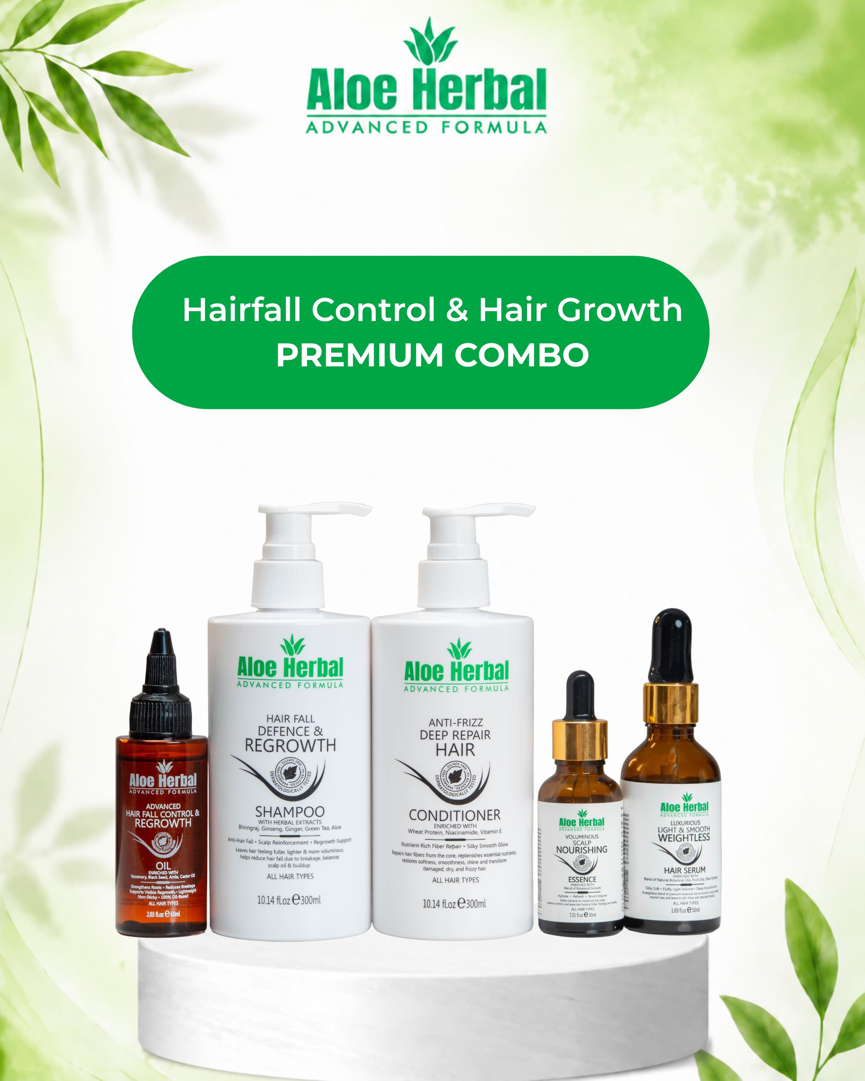 Aloe Herbal Hair Fall Control & Hair Growth Combo Pack - Premium
