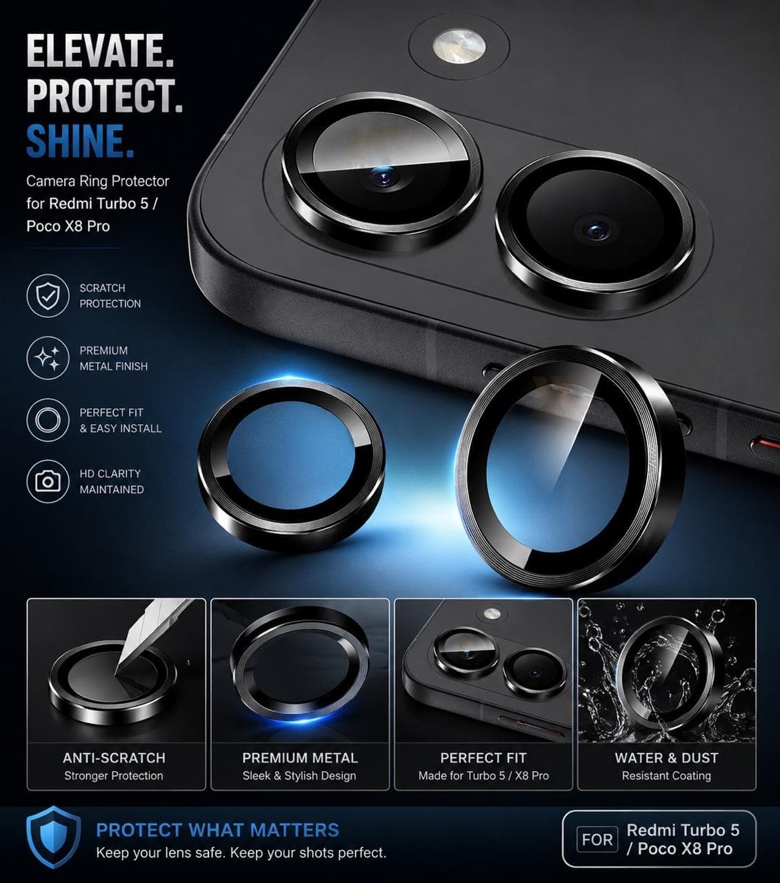 Poco X8 ProMetallic Camera Protection Ring Glass