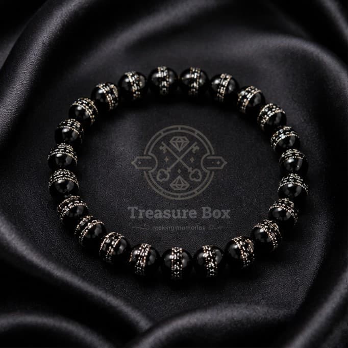Midnight Eclipse Bead Bracelet For Unisex By Treasure Box Nepal