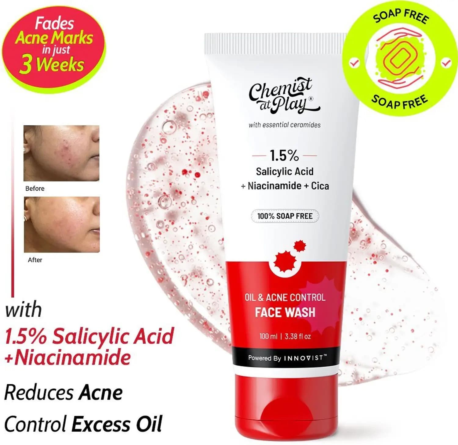 Chemist At Play Acne Control Face Wash with Salicylic Acid & Niacinamide - 100ml