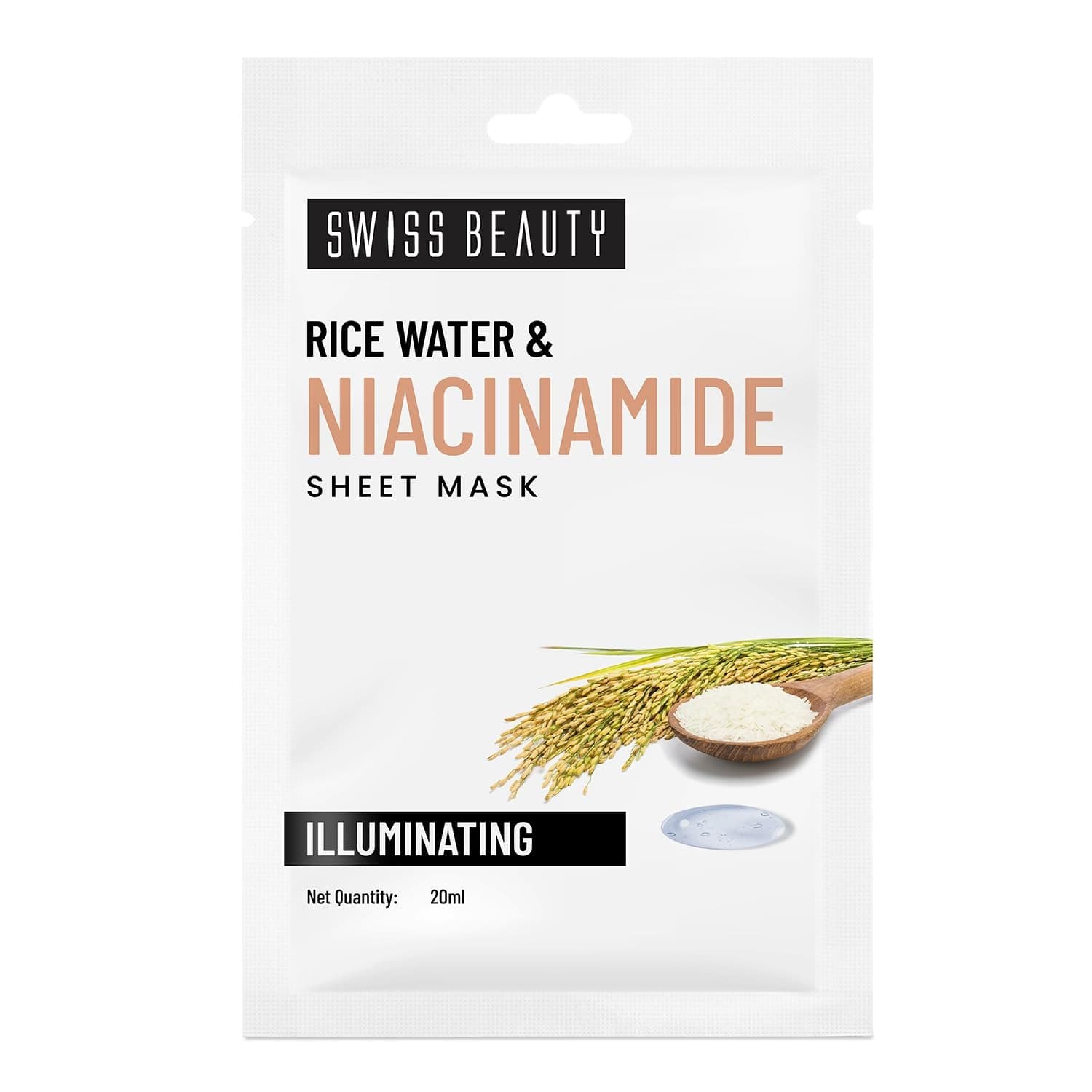 Swiss Beauty Rice Water & Niacinamide Illuminating Sheet Mask - 20ml