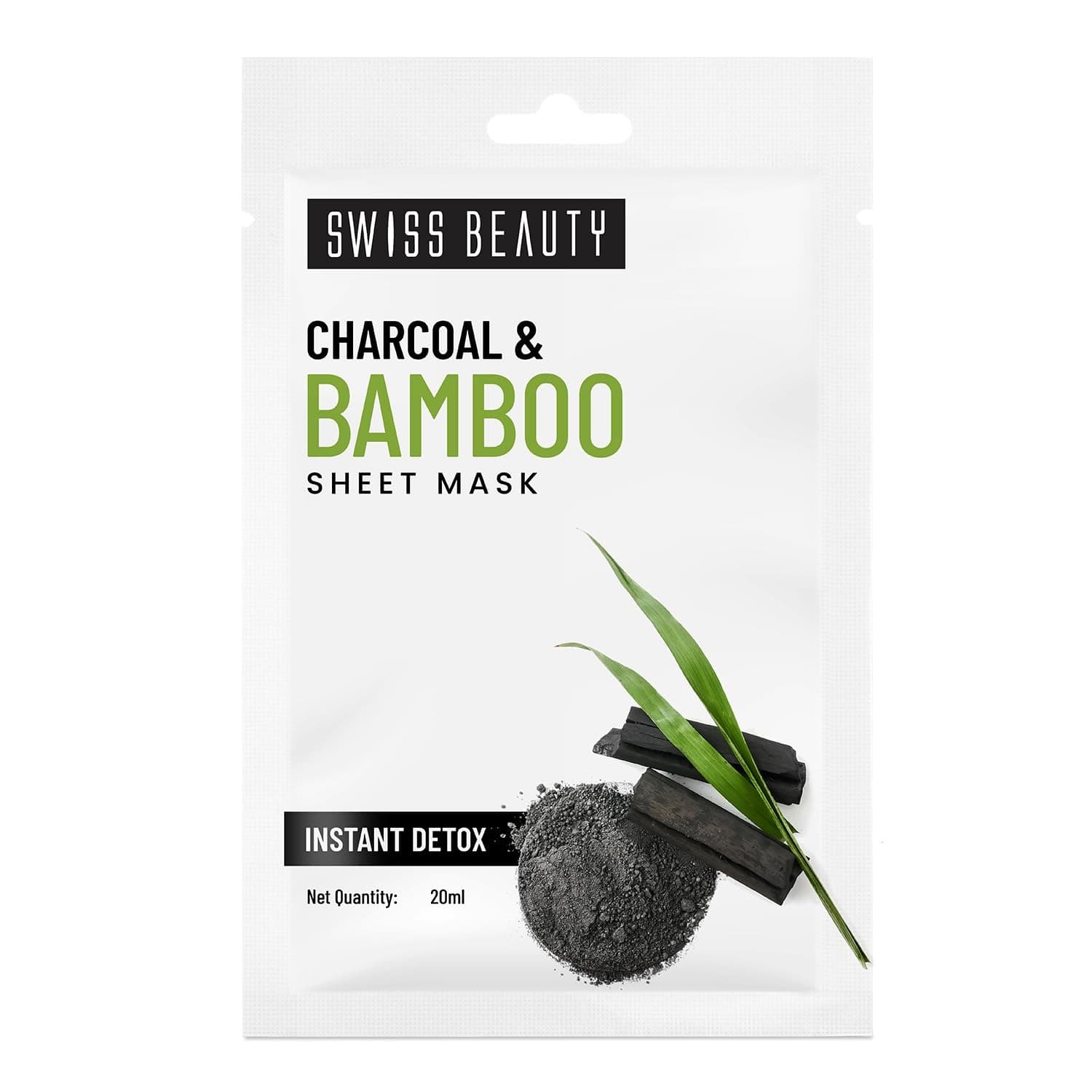 Swiss Beauty Charcoal & Bamboo Detox Sheet Mask - 20ml