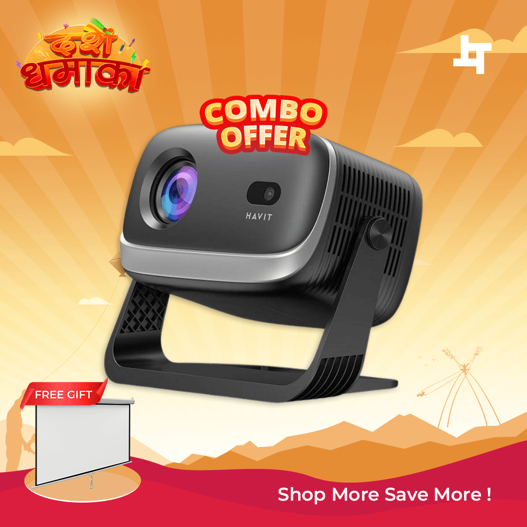 Havit PJ235 Pro Smart Projector With Free Projector Screen