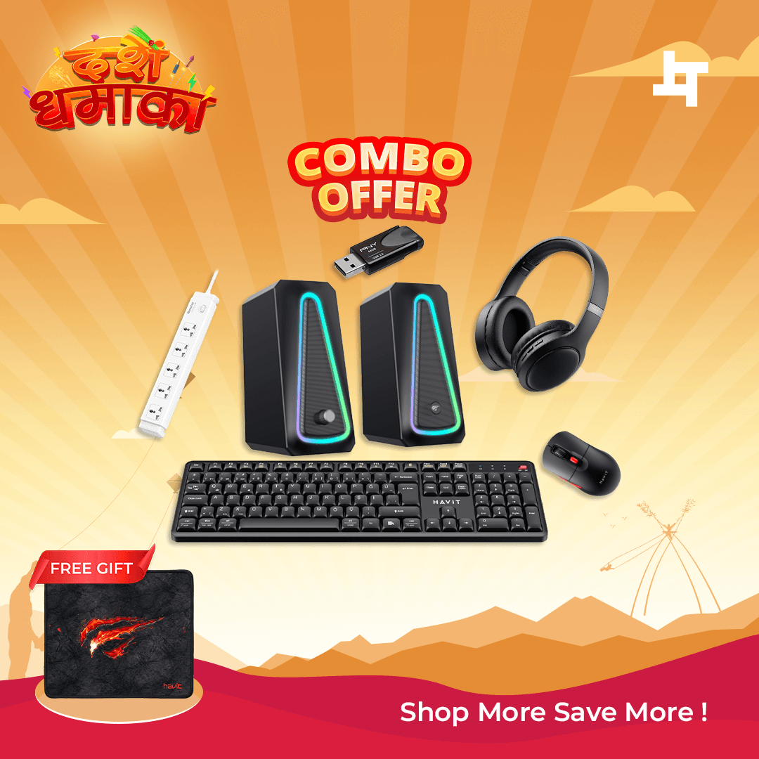 Havit Creator Pro Wireless Desk Setup – Keyboard, Mouse, Headphone, RGB Speaker & 64GB USB