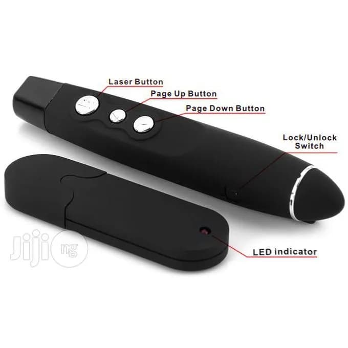 Wireless Presenter With Laser Pointer, Presentation Remote Control PPT Slides Clicker With 2.4ghz USB Dongle And Storage Pouch For Powerpoint, Lectures, Laptop Computer