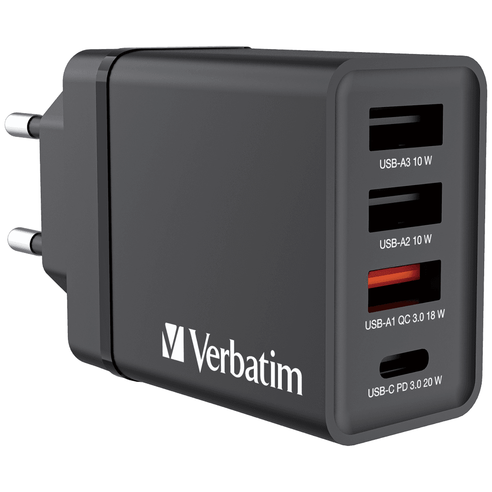 30W 4-Port USB Wall Charger - Black