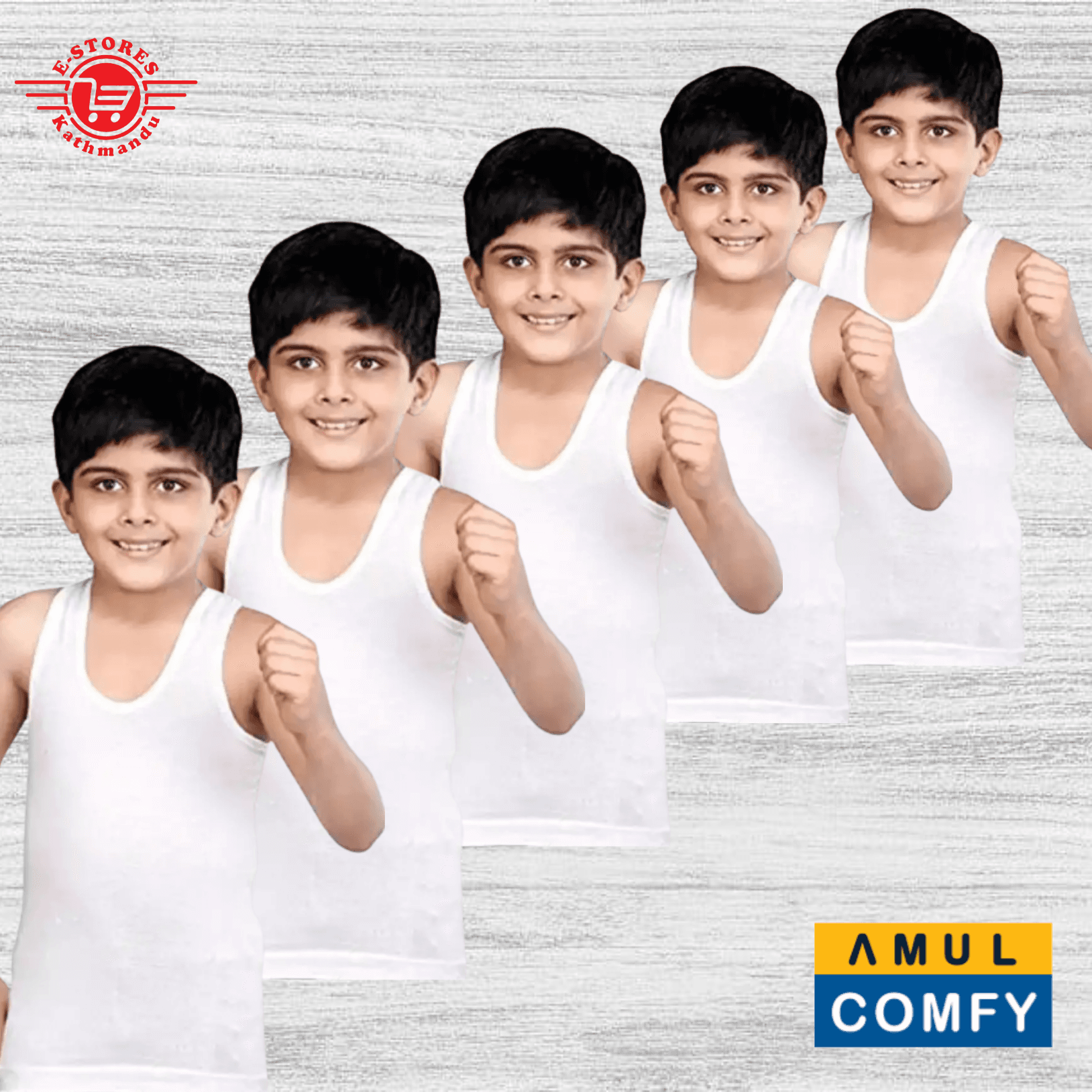 Amul Comfy Vest 100% Cotton For Kids (Pack Of 5Pcs)