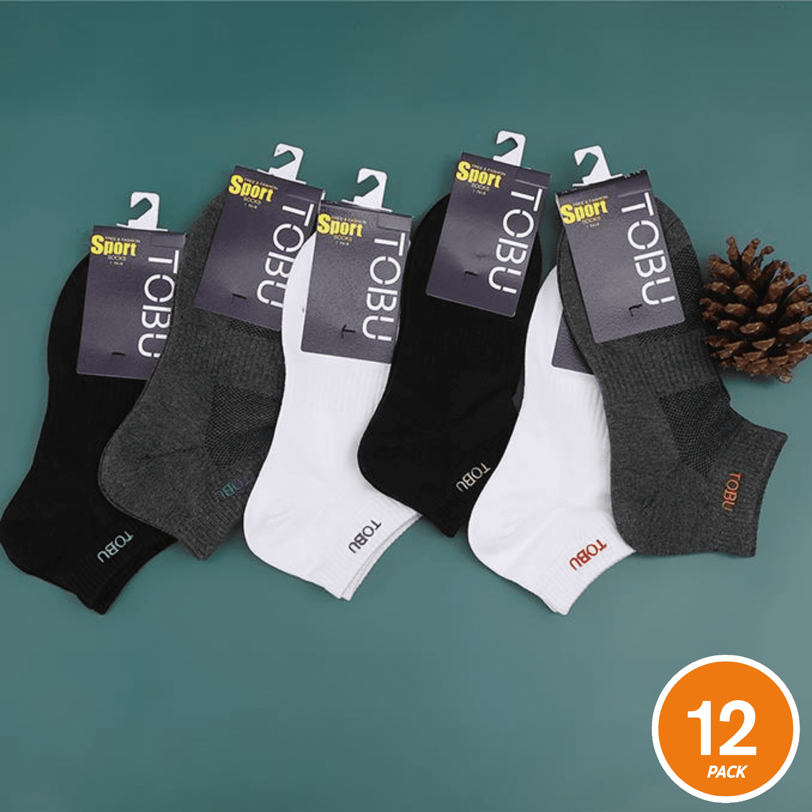 Tobu Premium Cotton Assorted Low Show Ankle Socks For Men (Pack Of 12 Pairs)