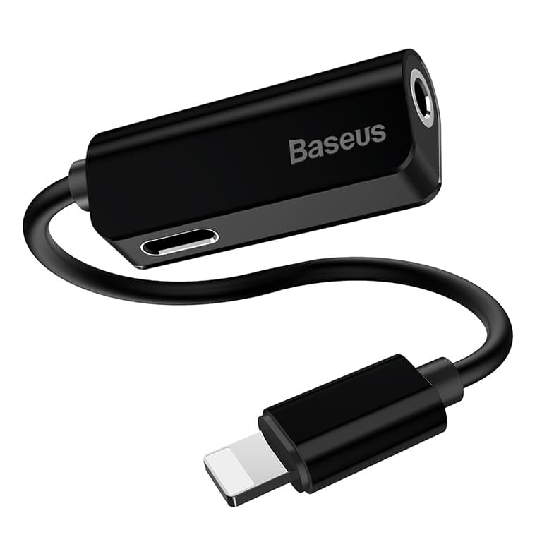 Baseus L32 IP Male to 3.5mm+IP Female Adapter Black – CALL32-01- 6 Months Warranty