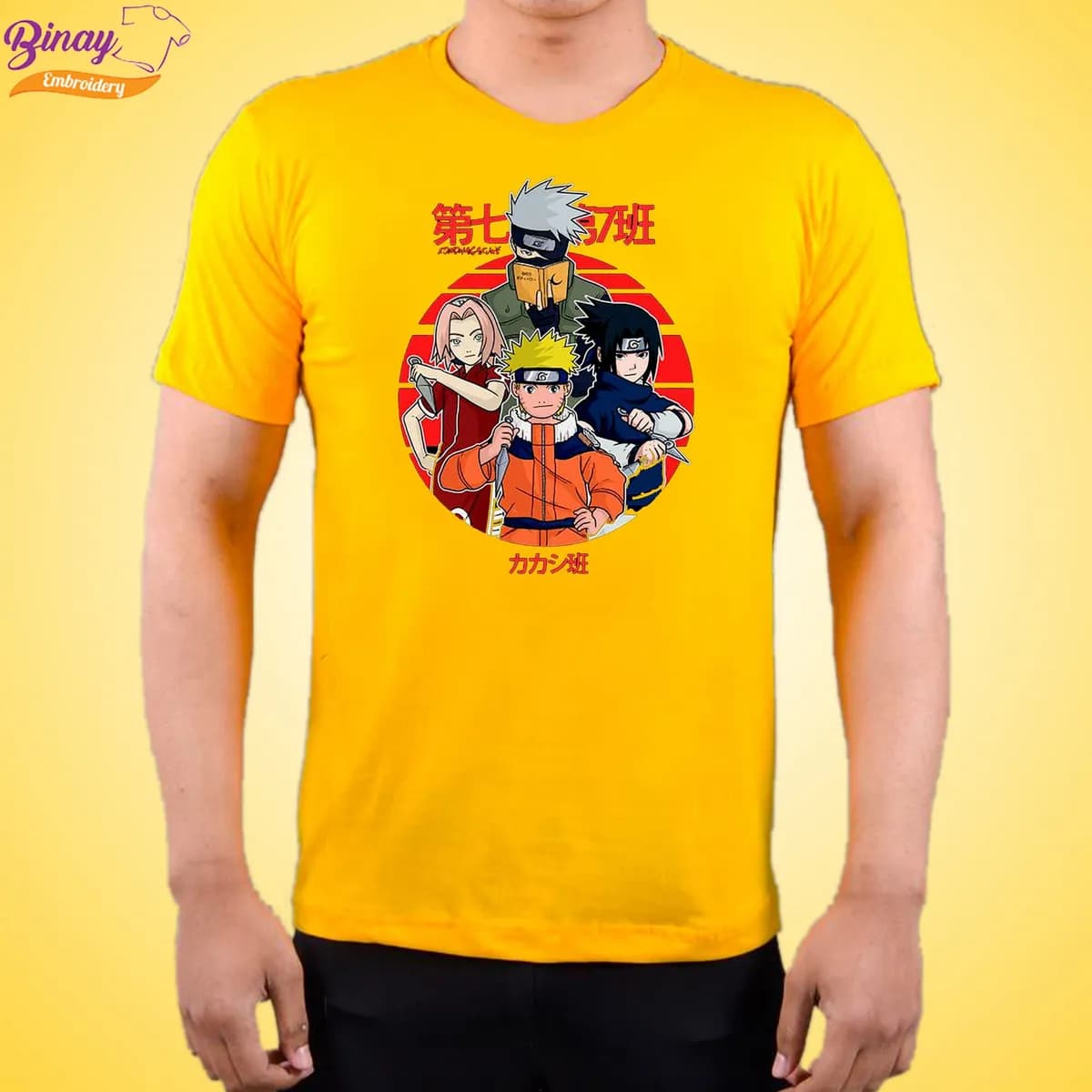 Binay Embroidery Anime Design Cotton (Unisex) T-Shirt For Men & Women - Fashion | T-Shirts | Unisex | Upper Wear |