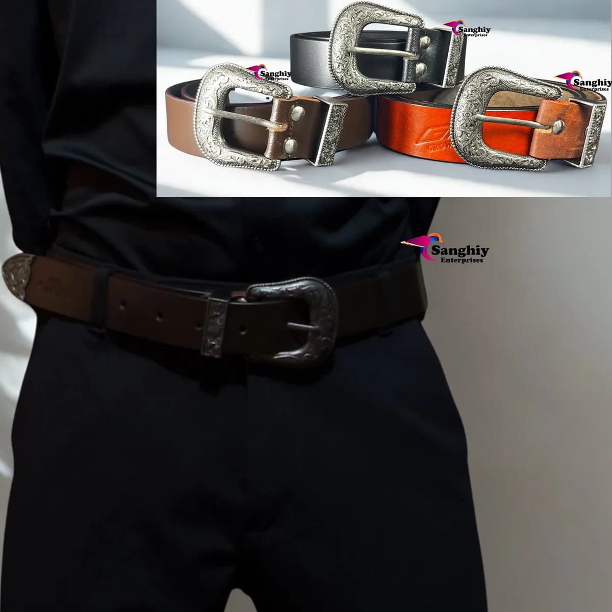 Antic Heavy Buckle Vintage Men Collection Genuine Leather Belt for Work, Casual, Dress 1.50" Wide