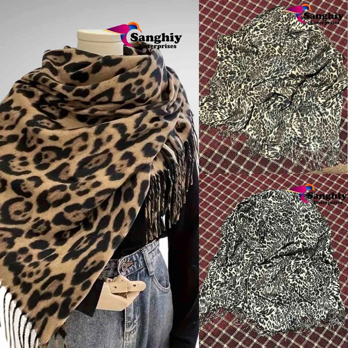 New Fashion Leopard Print Vintage Scarf Headscarf Winter Women Ladies Warm Tassel Scarve Pashmina Mujer Femme Foulard Wrap Shawl
