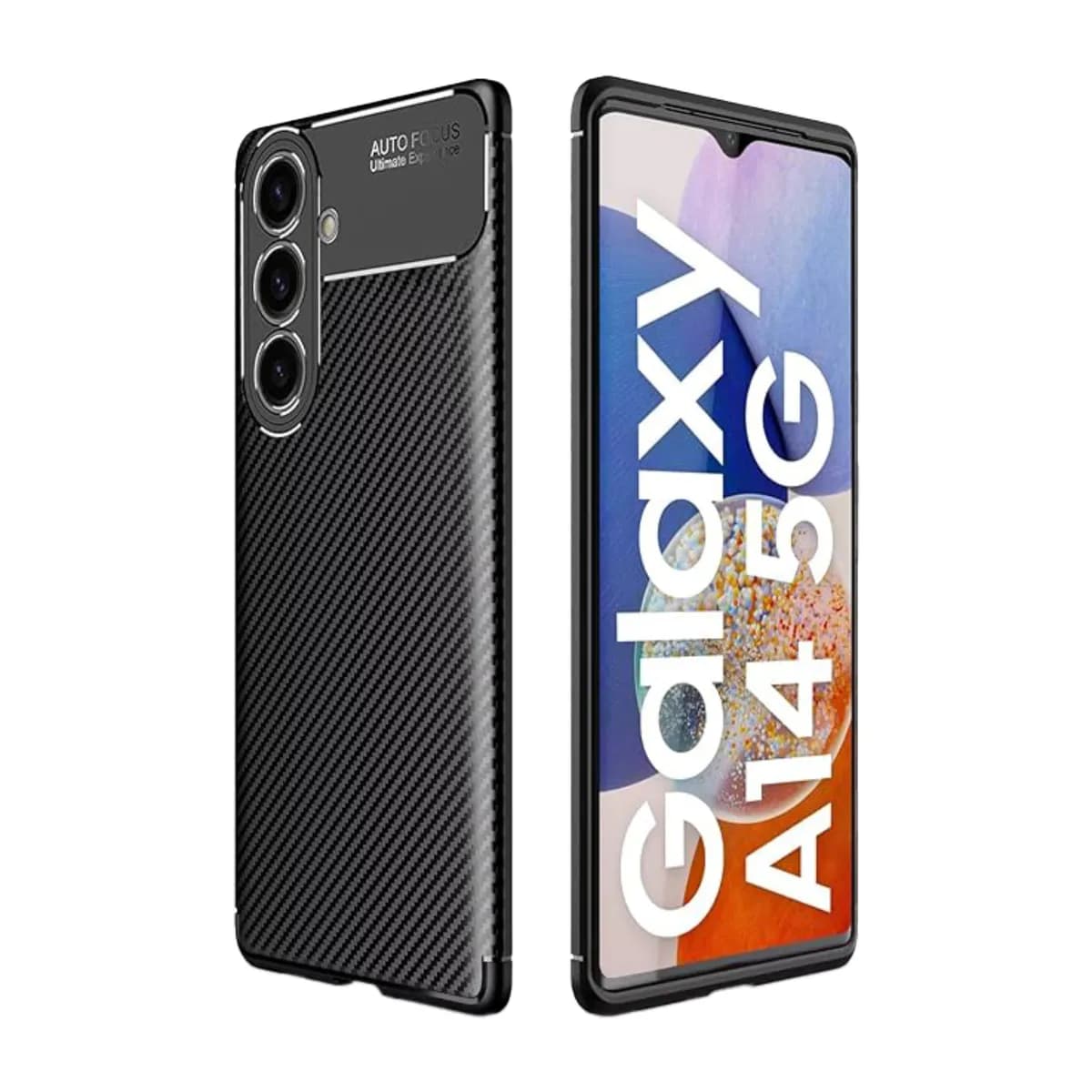 Samsung A14 Carbon Fiber Texture Shockproof TPU Case (Black)