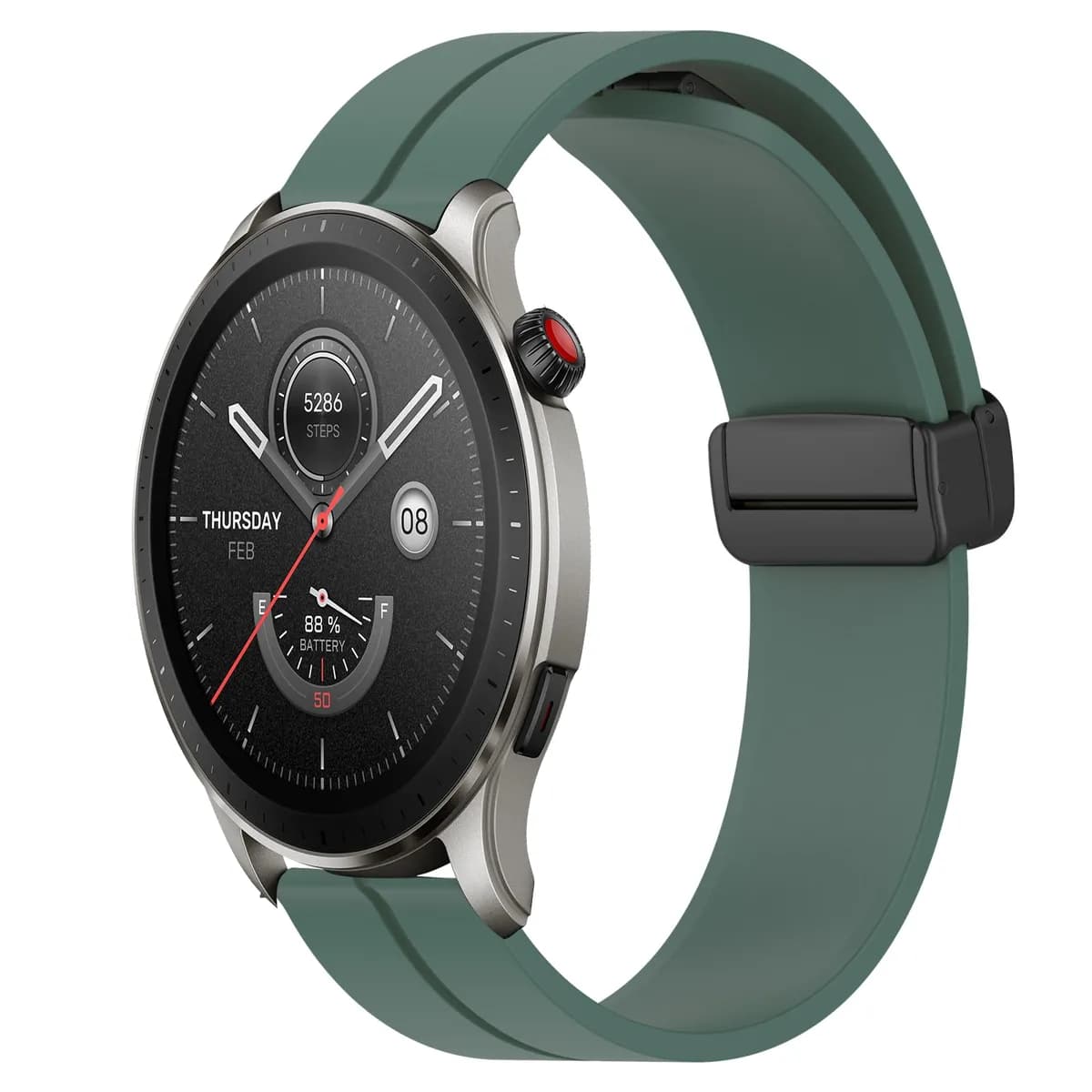 For Amazfit GTR 4 22mm Solid Color Magnetic Clasp Silicone Watch Band (Green)