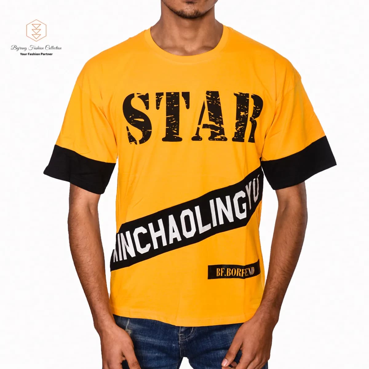 Summer Fashion Oversize Cotton Men T-Shirt Korean Casual O Neck T-Shirt Patchwork Letter Print Loose Japanese T-Shirt By Bajrang
