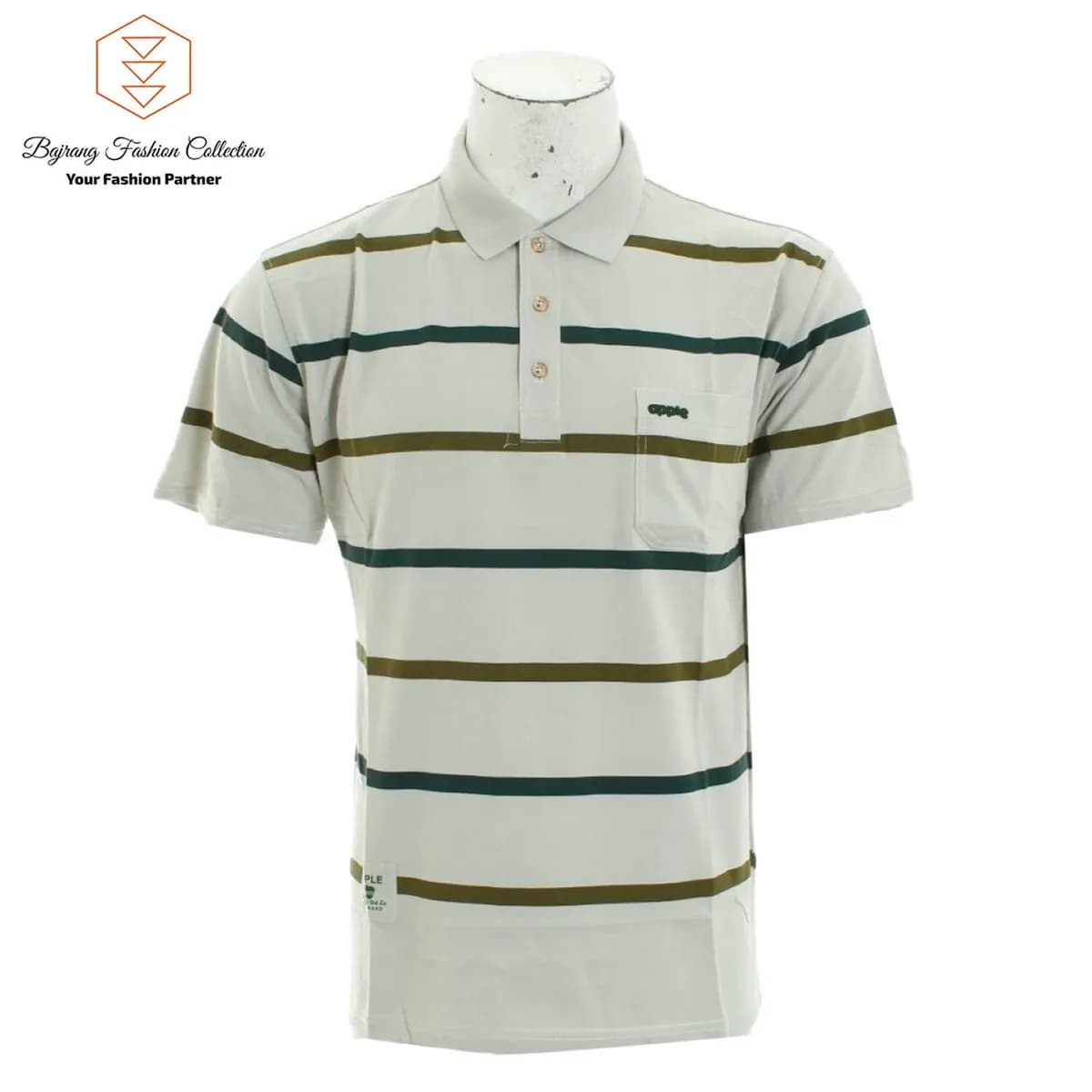 Striped Polo Tshirt With Pocket For Men