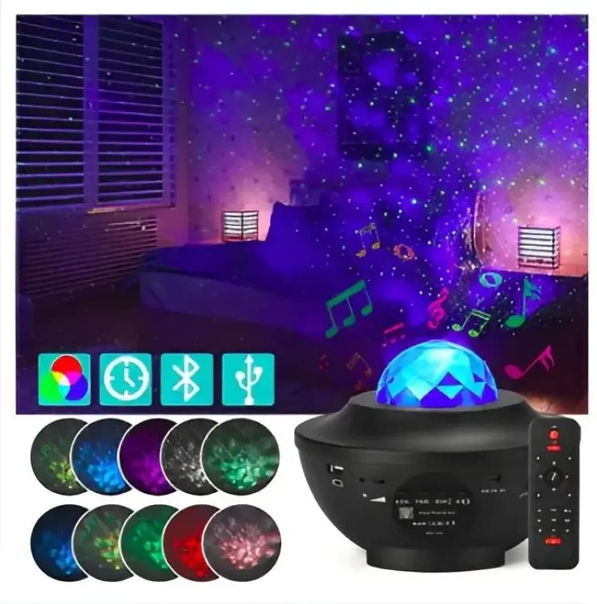 Starry Night Sky & Ocean Wave Projector Light with Remote Control and Bluetooth Speaker - (Multicolor)