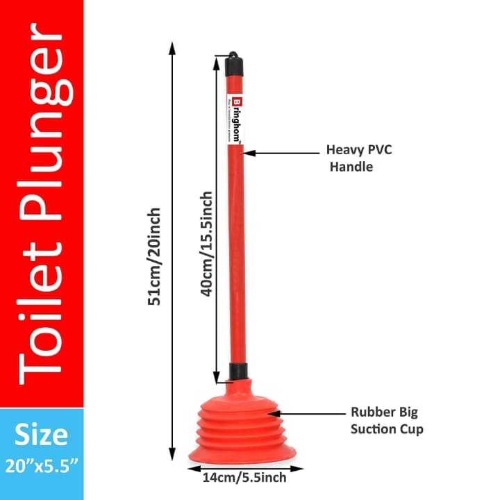 Toilet Pump । Large Size Rubber Toilet Plunger Pump, Power Full Suction Capacity - Red